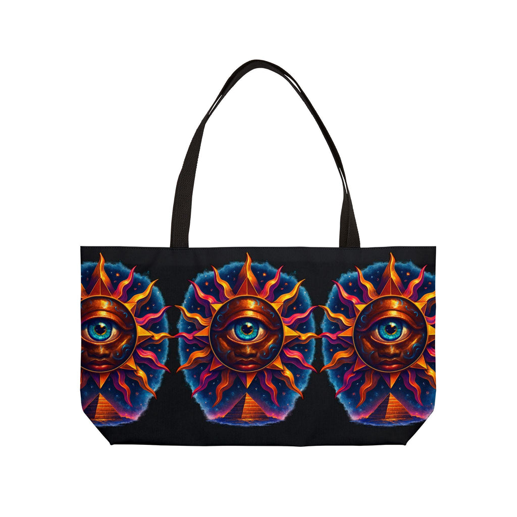 All-Seeing Sun Eye Weekender Tote Bag | Psychedelic Sun, Mystical Eye Pattern