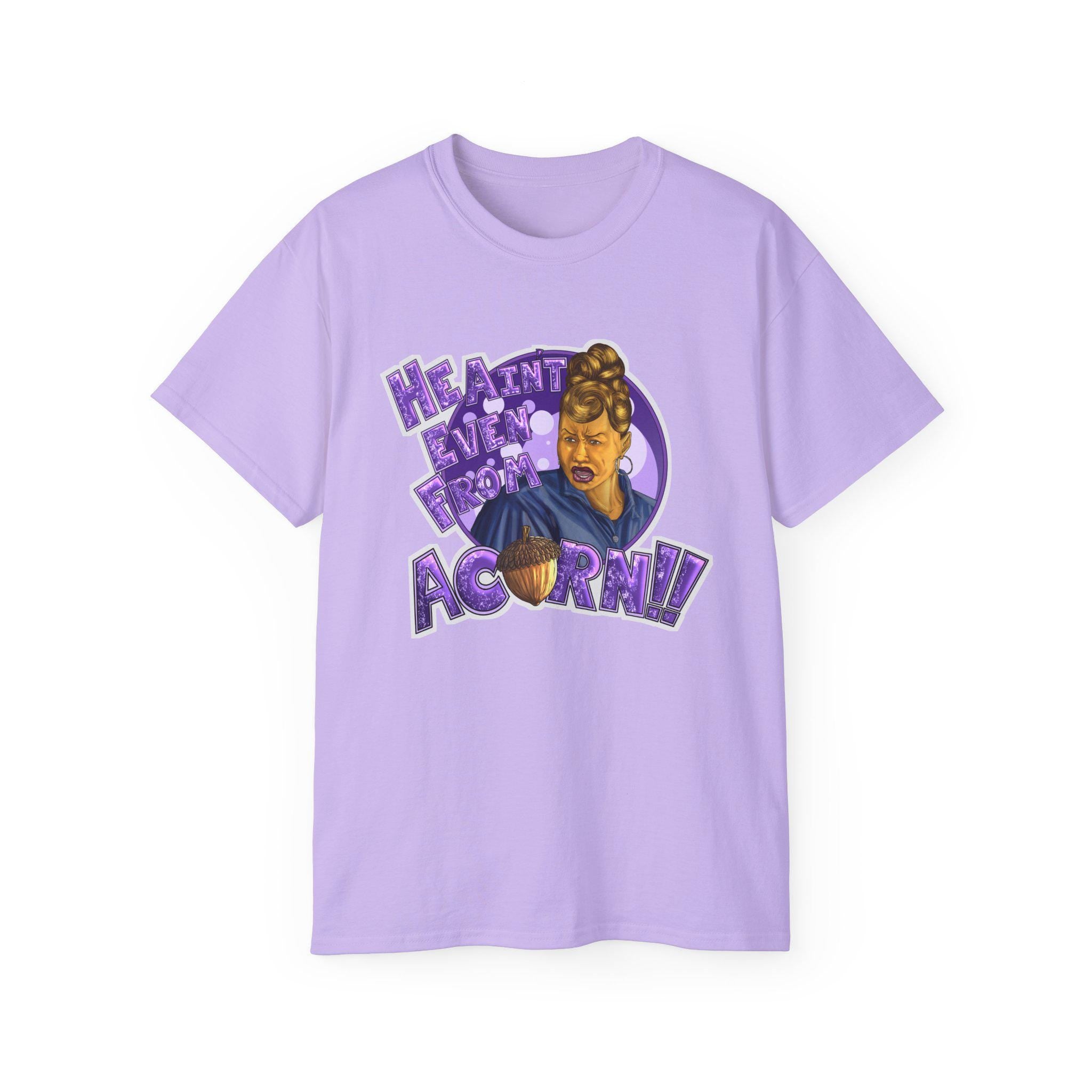 He Ain't Livin' Right Acorny Tee | Retro Portrait, Purple Graphic