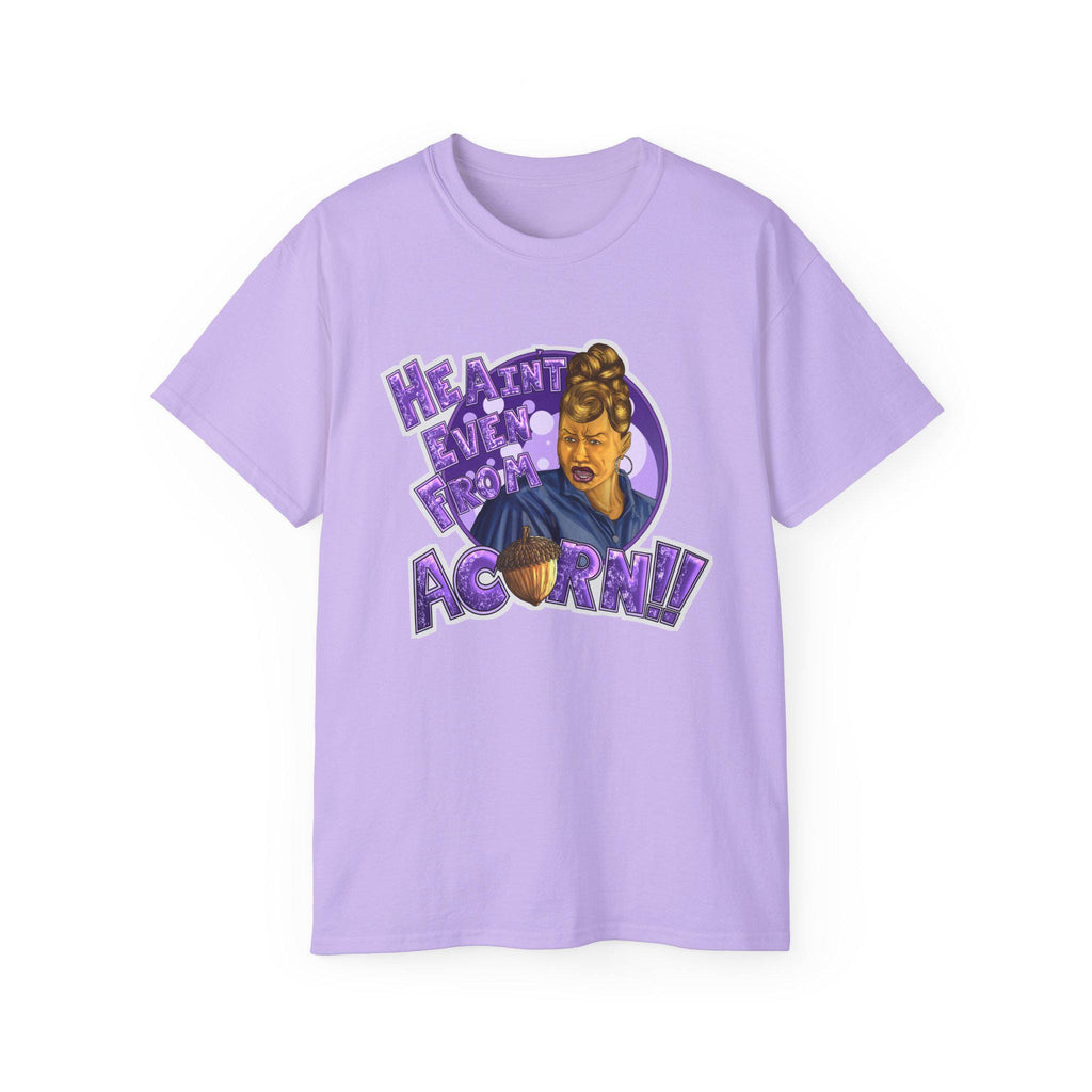 He Ain't Livin' Right Acorny Tee | Retro Portrait, Purple Graphic