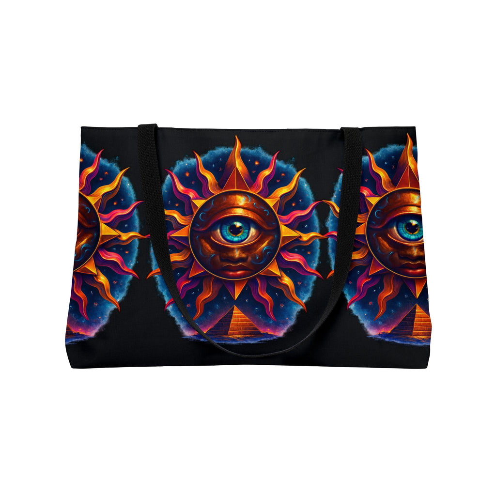 All-Seeing Sun Eye Weekender Tote Bag | Psychedelic Sun, Mystical Eye Pattern