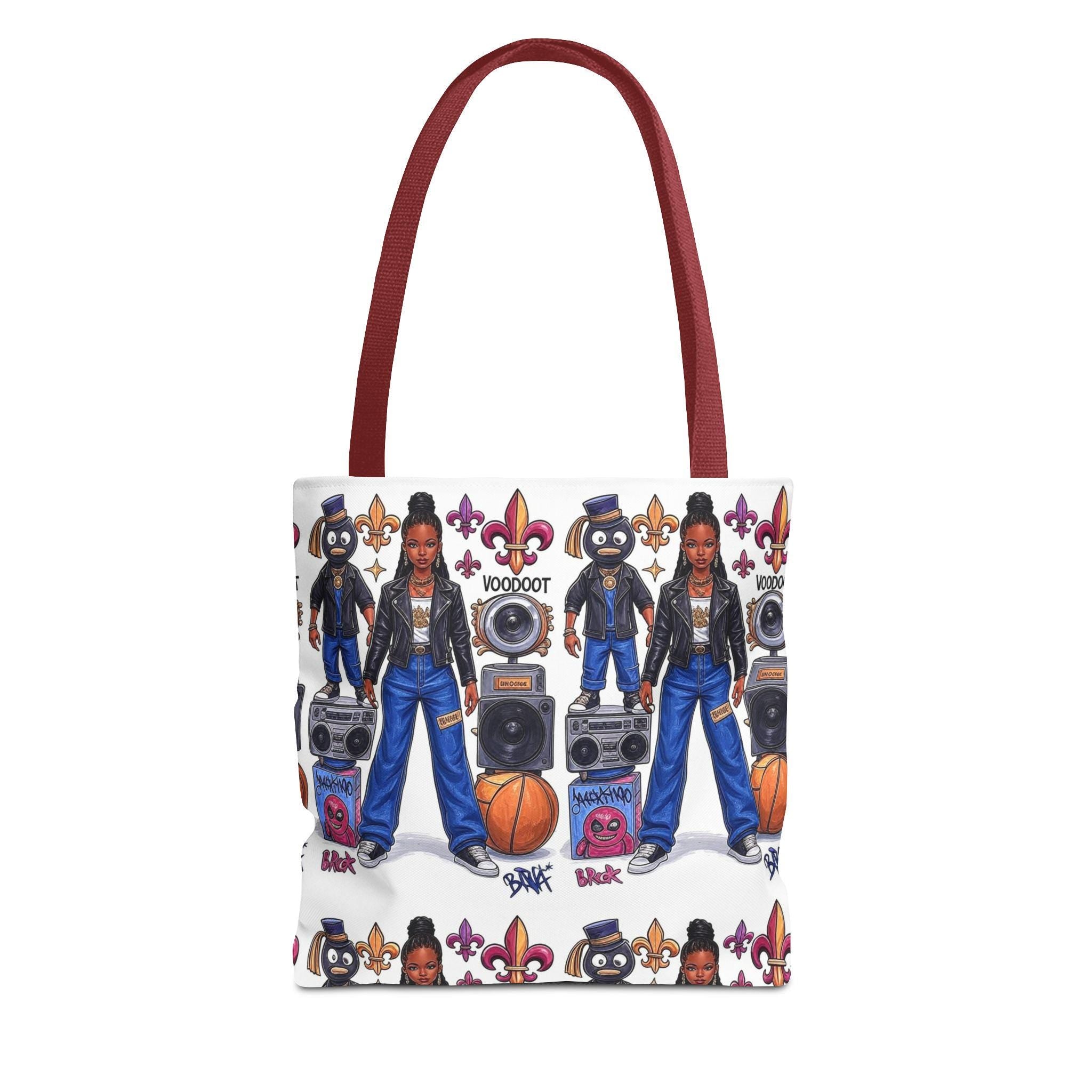 Retro Hip Hop Characters Tote | Boombox Basketball Streetwear Pattern