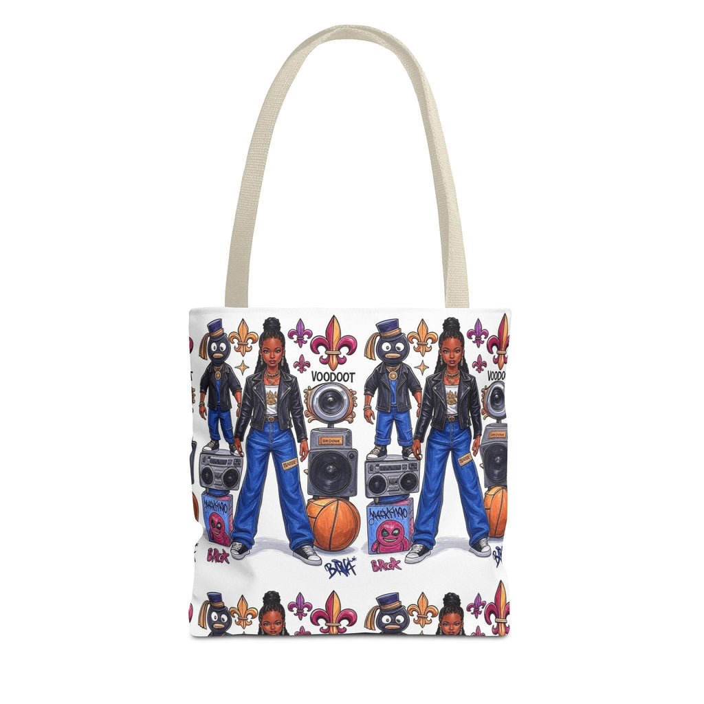 Retro Hip Hop Characters Tote | Boombox Basketball Streetwear Pattern