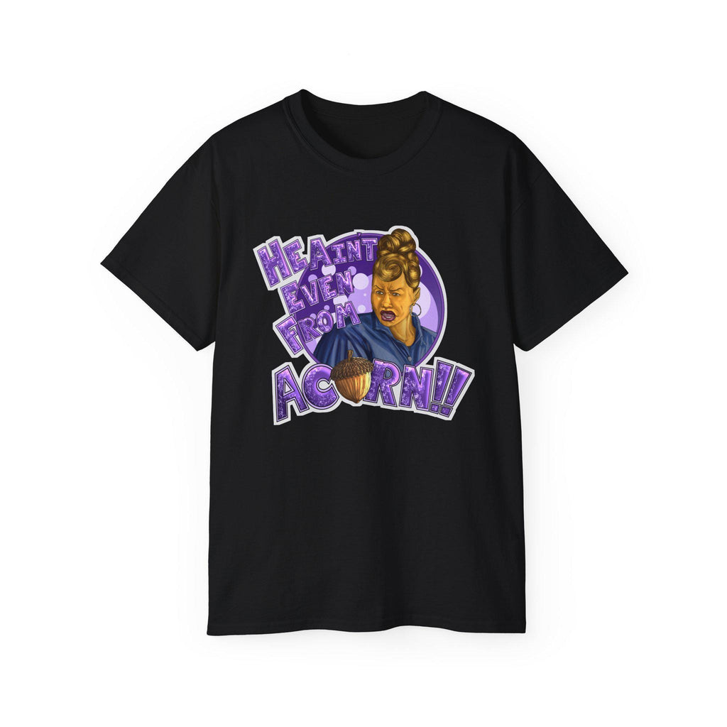 He Ain't Livin' Right Acorny Tee | Retro Portrait, Purple Graphic