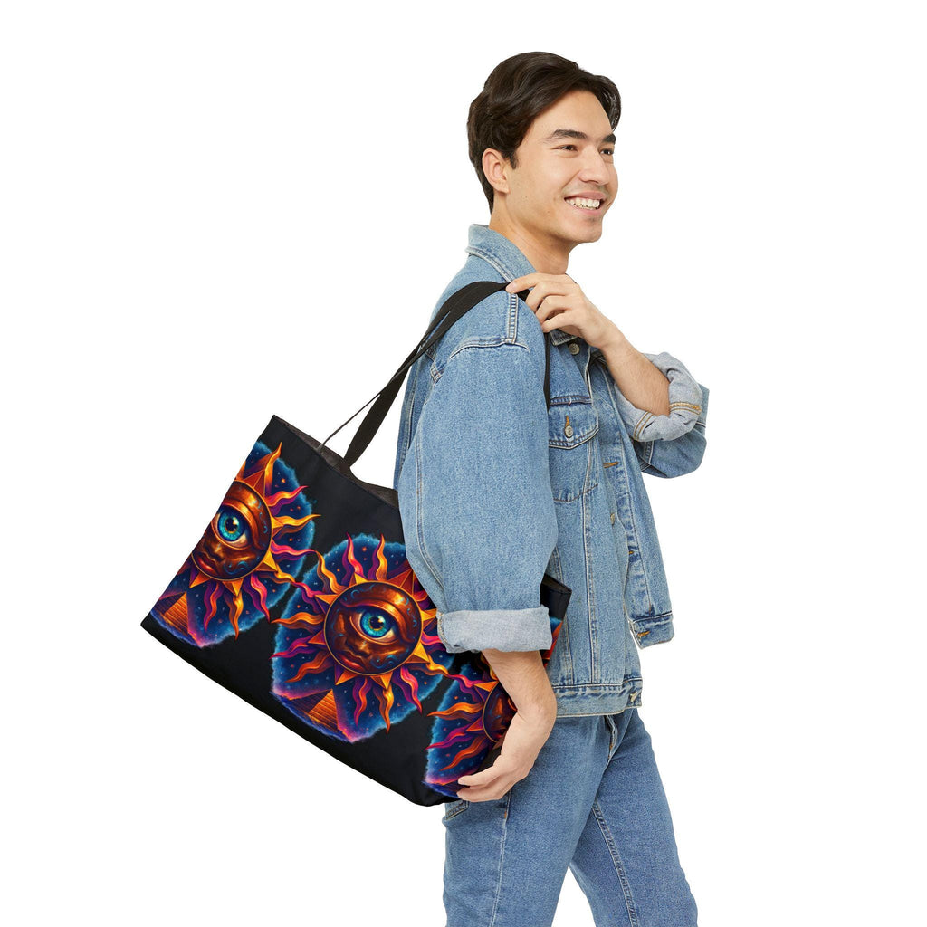 All-Seeing Sun Eye Weekender Tote Bag | Psychedelic Sun, Mystical Eye Pattern