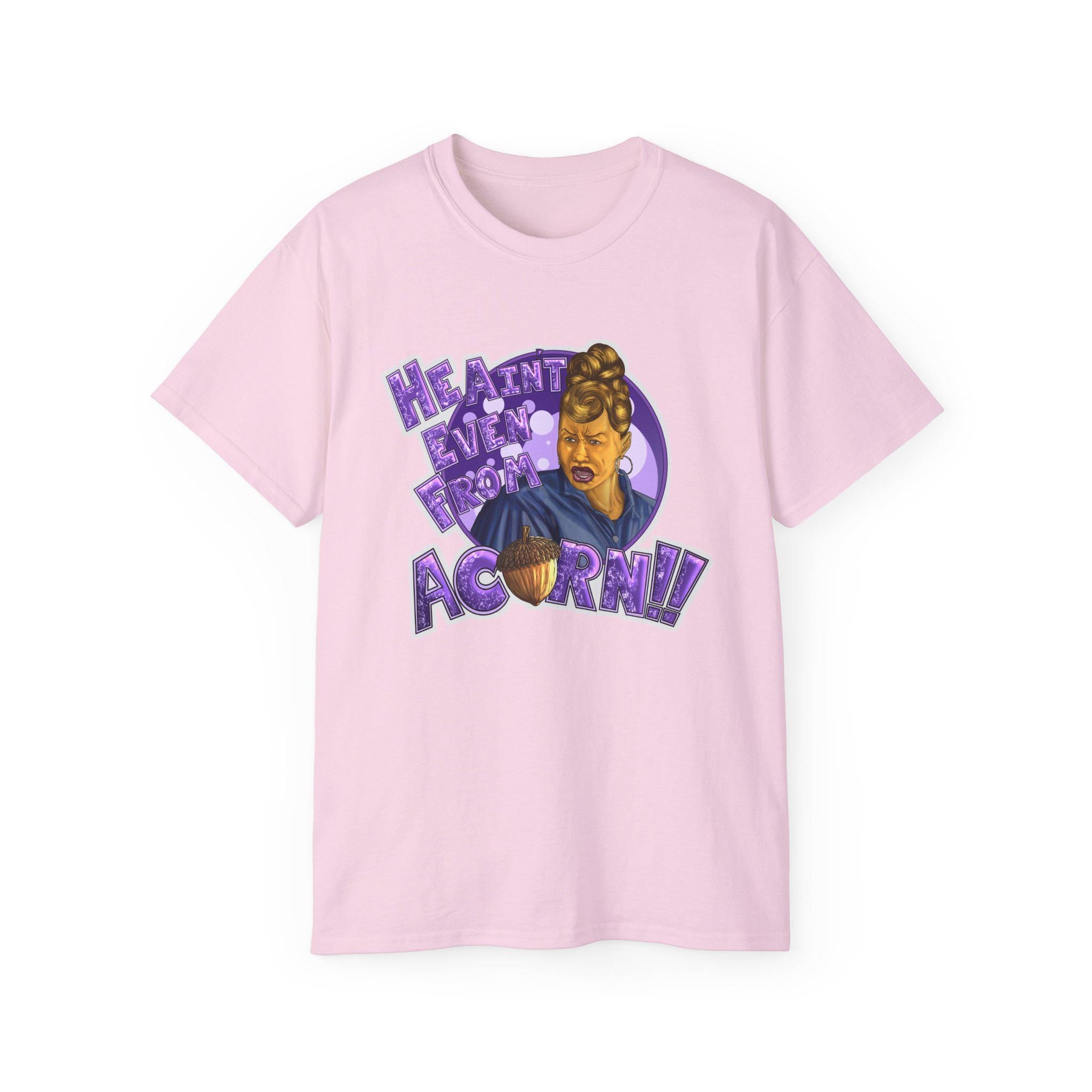 He Ain't Livin' Right Acorny Tee | Retro Portrait, Purple Graphic
