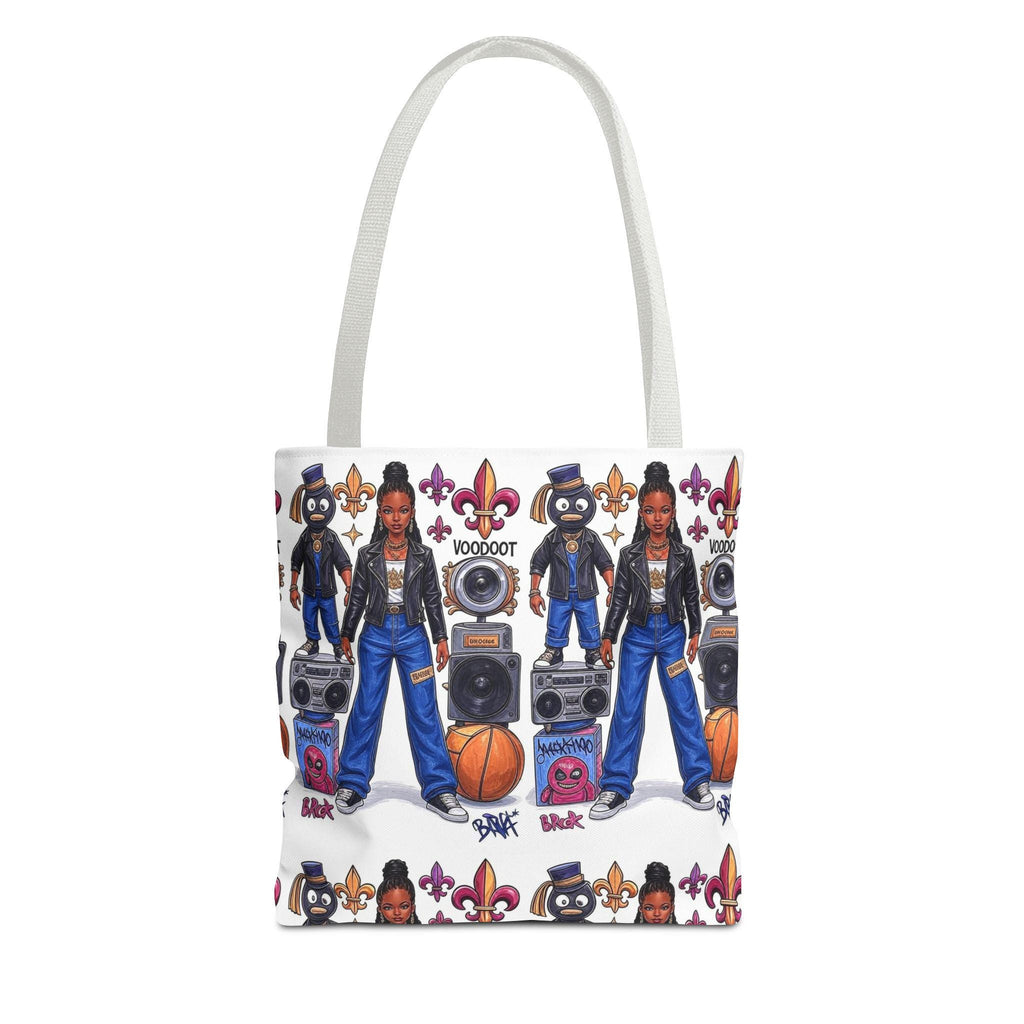 Retro Hip Hop Characters Tote | Boombox Basketball Streetwear Pattern