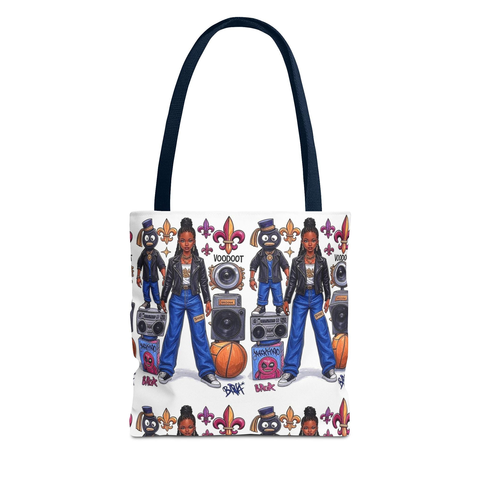 Retro Hip Hop Characters Tote | Boombox Basketball Streetwear Pattern